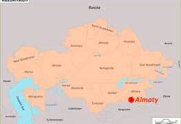 Алматы облысы бейнеленген карта. Көрнекі сурет.