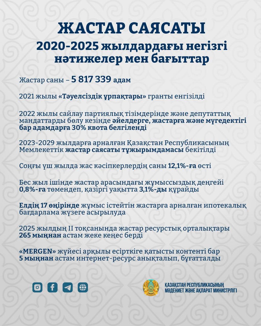 Жастар – Қазақстан дамуының стратегиялық ресурсы және негізгі қозғаушы күші